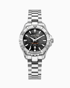 Deep Sea 200 Ladies 34mm Quartz Three-Hand Date Black Dial Silver Bracelet Sapphire glass Stainless Steel swiss watch