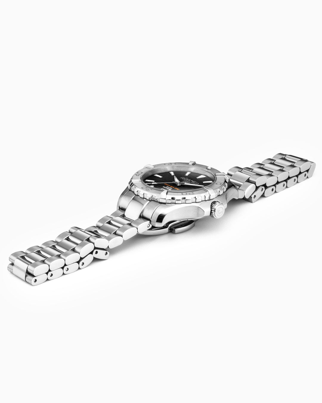 Deep Sea 200 Ladies 34 mm Quartz Three-Hand Date Black Dial Silver Bracelet Sapphire glass Stainless Steel swiss watch