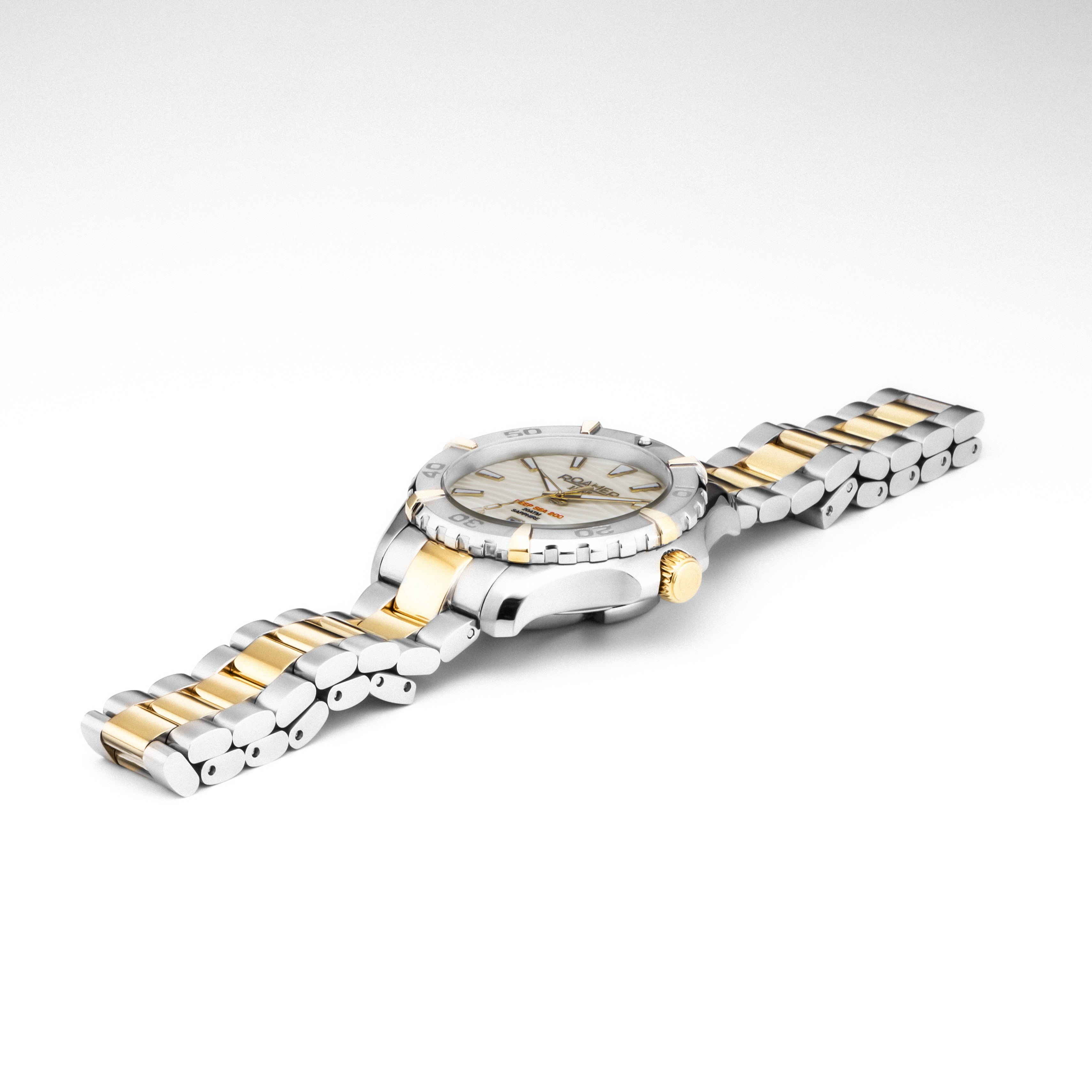 Deep Sea 200 Ladies 34 mm Quartz Three-Hand Date White Dial Two-Tone Bracelet Sapphire glass Stainless Steel swiss watch