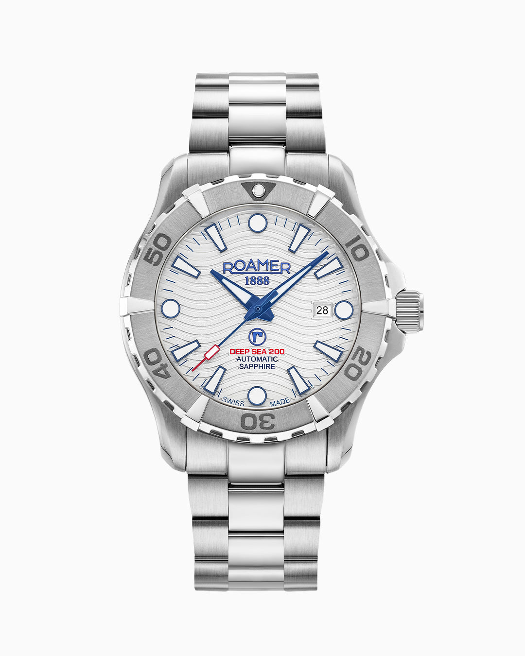 Deep Sea Automatic 43mm Automatic Three-Hand Date White Dial Silver Bracelet Sapphire Glass Stainless Steel Swiss Watch