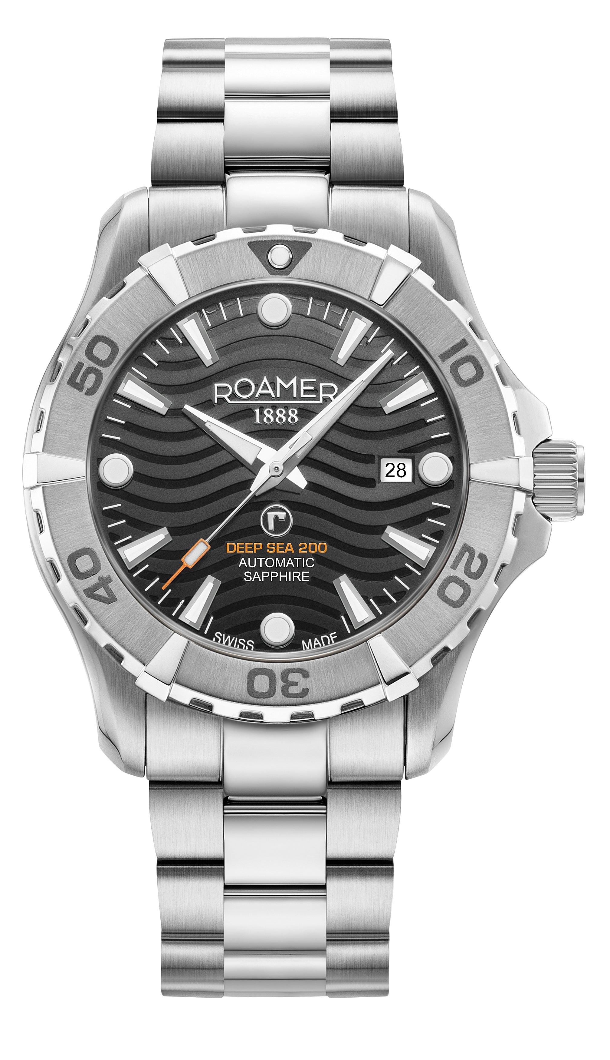 Deep Sea Automatic 43 mm Automatic Three-Hand Date Black Dial Silver Bracelet Sapphire glass Stainless Steel swiss watch
