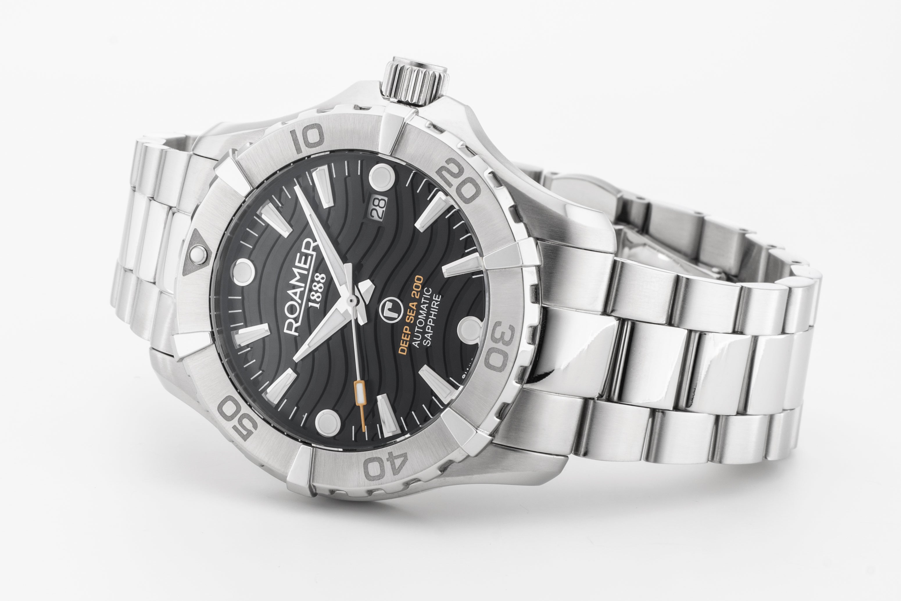 Deep Sea Automatic 43 mm Automatic Three-Hand Date Black Dial Silver Bracelet Sapphire glass Stainless Steel swiss watch