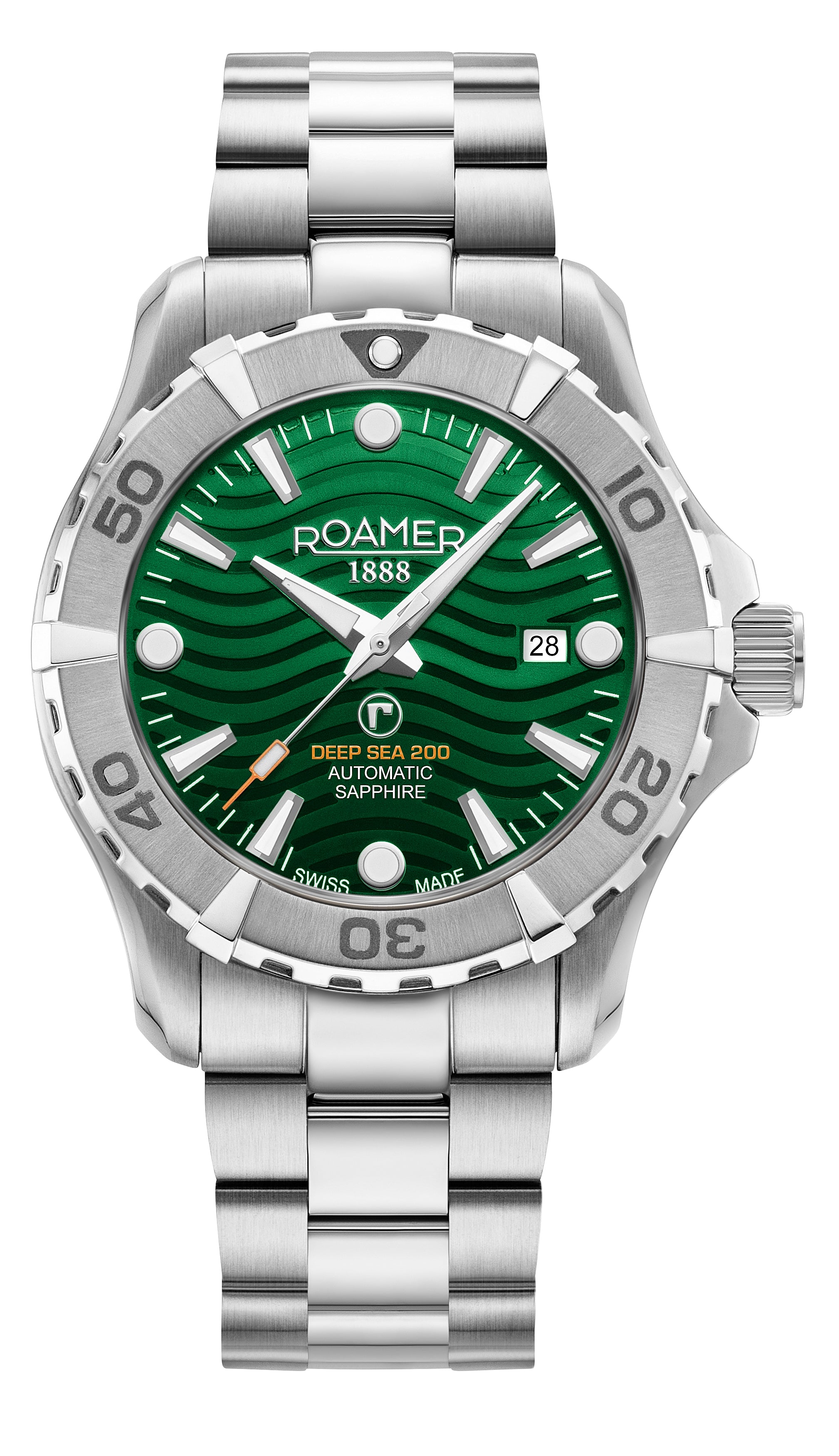 Deep Sea Automatic 43 mm Automatic Three-Hand Date Green Dial Silver Bracelet Sapphire glass Stainless Steel swiss watch