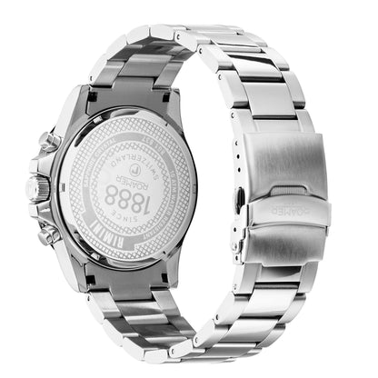 Rimini 45mm Chronograph Date Black Dial Silver Tone Bracelet Sapphire glass Stainless Steel swiss watch