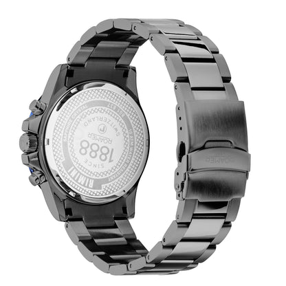 Rimini 45mm Chronograph Date Blue Dial Black Tone Bracelet Sapphire glass Stainless Steel swiss watch