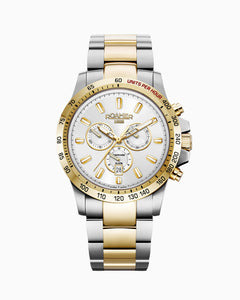 Rimini 45mm Chronograph Date White Dial Gold-Silver Tone Bracelet Sapphire glass Stainless Steel swiss watch