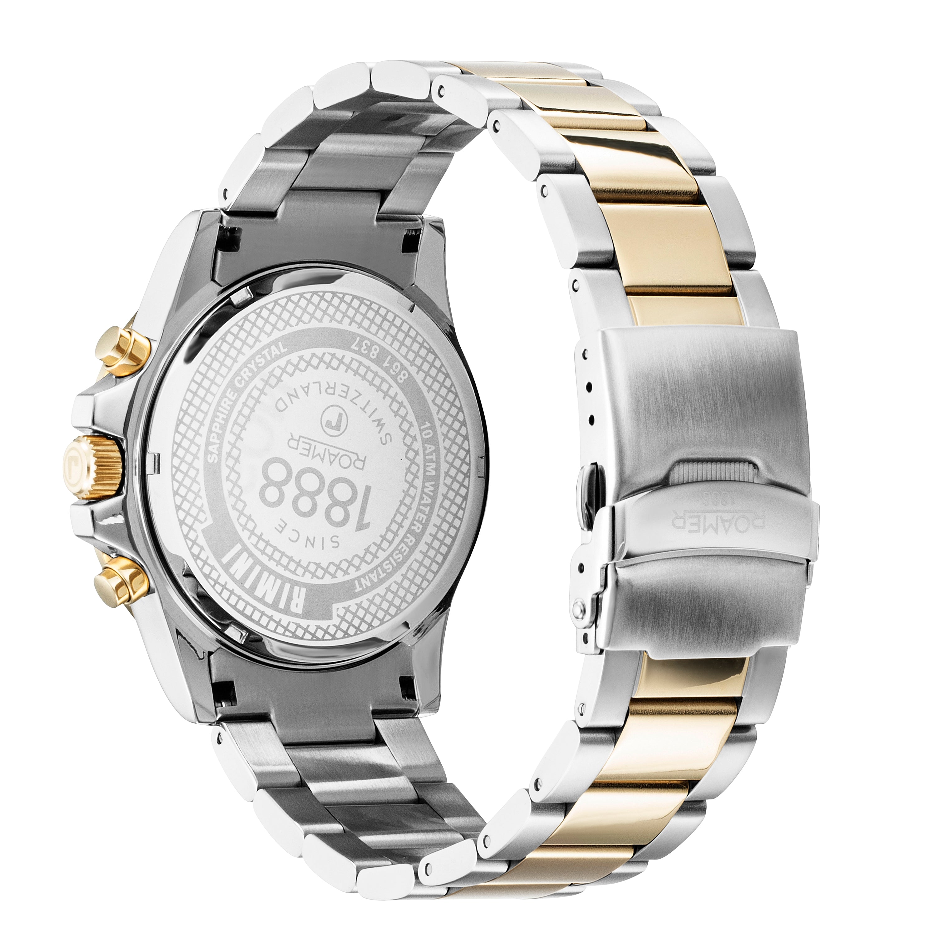 Rimini 45mm Chronograph Date Blue Dial Gold-Silver Tone Bracelet Sapphire glass Stainless Steel swiss watch