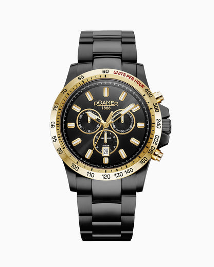 Rimini 45mm Chronograph Date Black Dial Black Tone Bracelet Sapphire glass Stainless Steel swiss watch