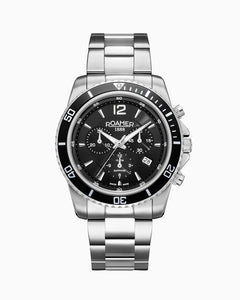 Nautic Chrono 100 43mm Chronograph Date Black Dial Silver Bracelet Sapphire glass Stainless Steel swiss watch