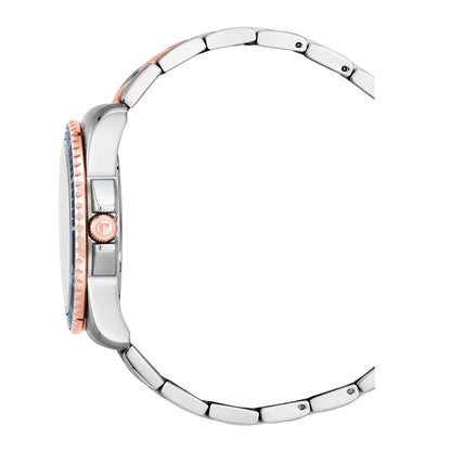 Nautic 100 43mm Quartz Three-Hand Blue Dial Rosegold-Silver Tone Bracelet Sapphire glass Stainless Steel swiss watch