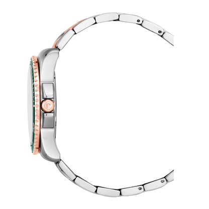 Nautic 100 43mm Quartz Three-Hand Green Dial Rosegold-Silver Tone Bracelet Sapphire glass Stainless Steel swiss watch