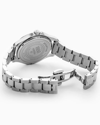 Sportiva 36mm Quartz Three-Hand Silver Black Dial Bracelet Sapphire glass Stainless Steel swiss watch