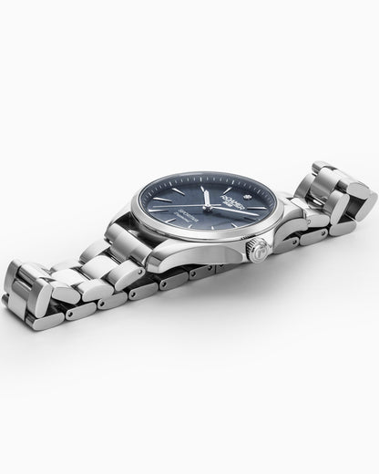 Sportiva 36mm Quartz Three-Hand Silver Black Dial Bracelet Sapphire glass Stainless Steel swiss watch