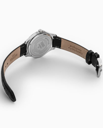 Sportiva 36mm Quartz Three-Hand Silver Black Dial Bracelet Sapphire glass Stainless Steel swiss watch