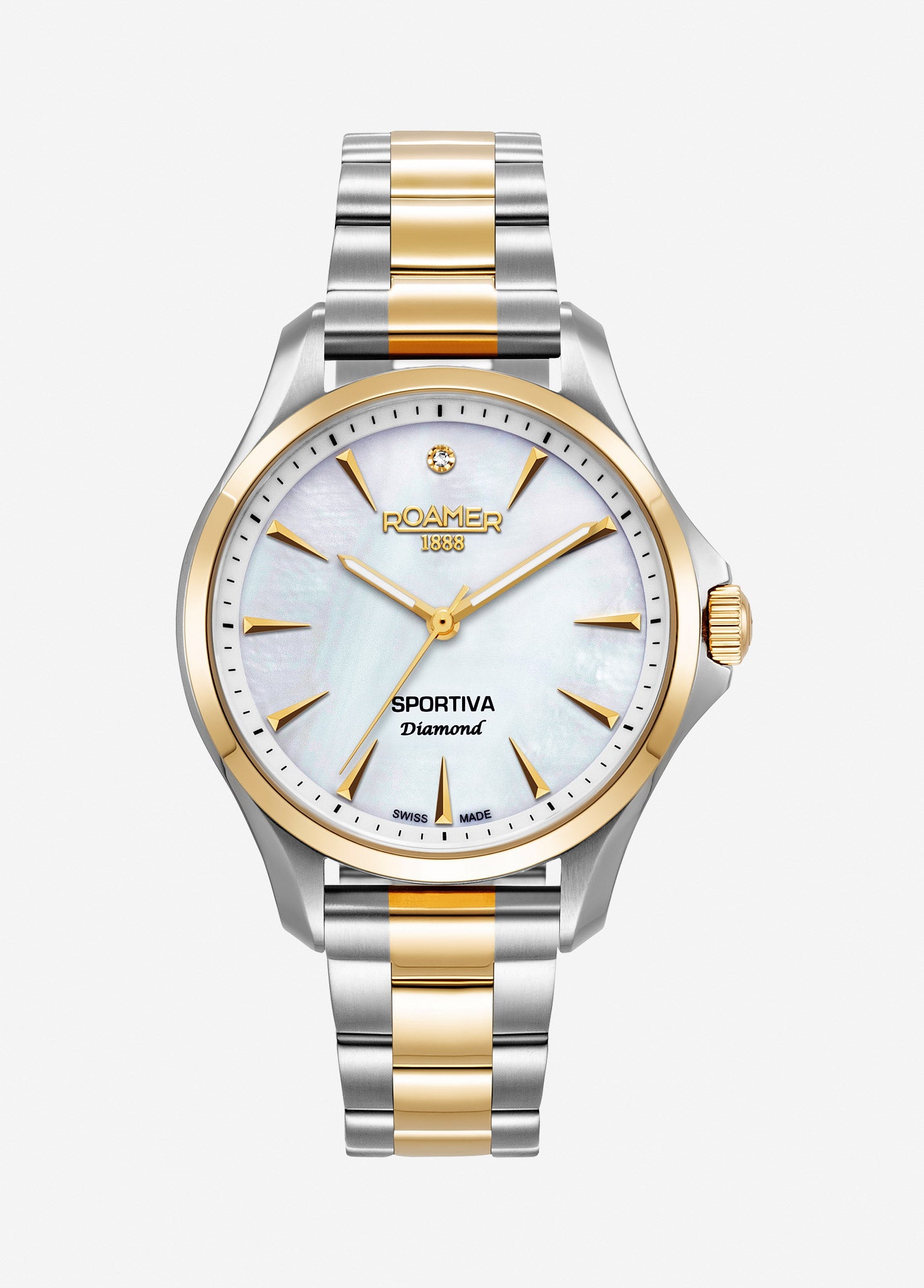 Sportiva 36mm Quartz Three-Hand White Mop Dial  Two-Tone Bracelet Sapphire glass Stainless Steel swiss watch