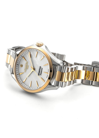 Sportiva 36mm Quartz Three-Hand White Mop Dial  Two-Tone Bracelet Sapphire glass Stainless Steel swiss watch