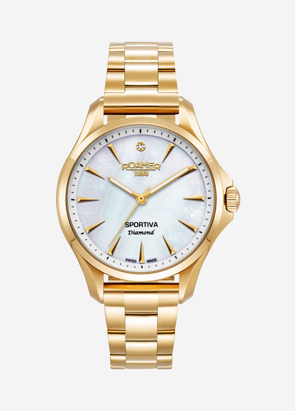 Sportiva 36mm Quartz Three-Hand Gold Bracelet Sapphire glass Stainless Steel swiss watch