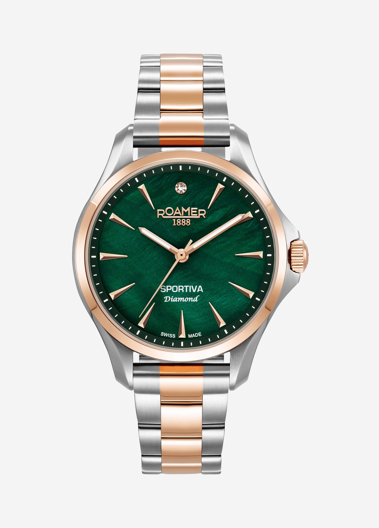 Sportiva 36mm Quartz Three-Hand Green Mop Dial  Two-Tone Bracelet Sapphire glass Stainless Steel swiss watch