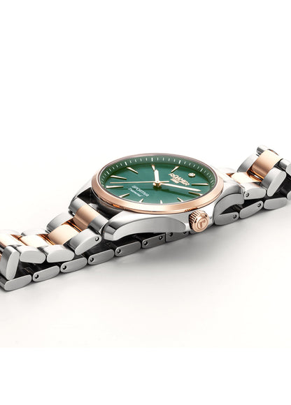 Sportiva 36mm Quartz Three-Hand Green Mop Dial  Two-Tone Bracelet Sapphire glass Stainless Steel swiss watch