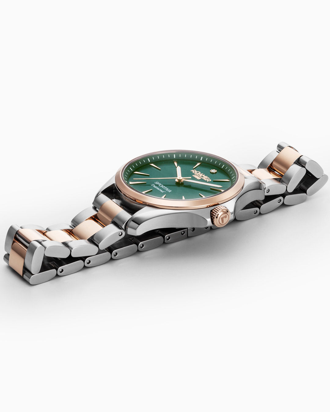 Sportiva 36mm Quartz Three-Hand Green Mop Dial  Two-Tone Bracelet Sapphire glass Stainless Steel swiss watch