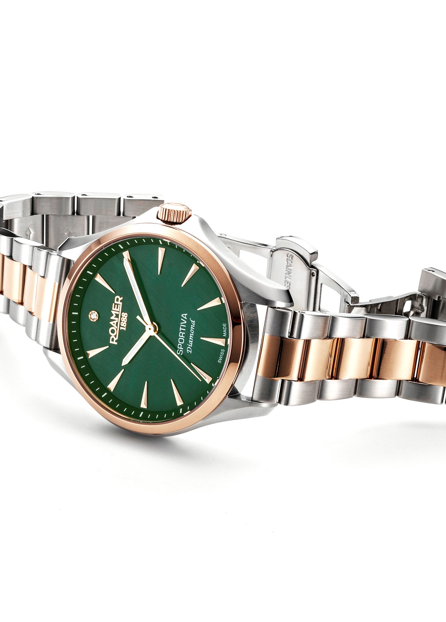 Sportiva 36mm Quartz Three-Hand Green Mop Dial  Two-Tone Bracelet Sapphire glass Stainless Steel swiss watch