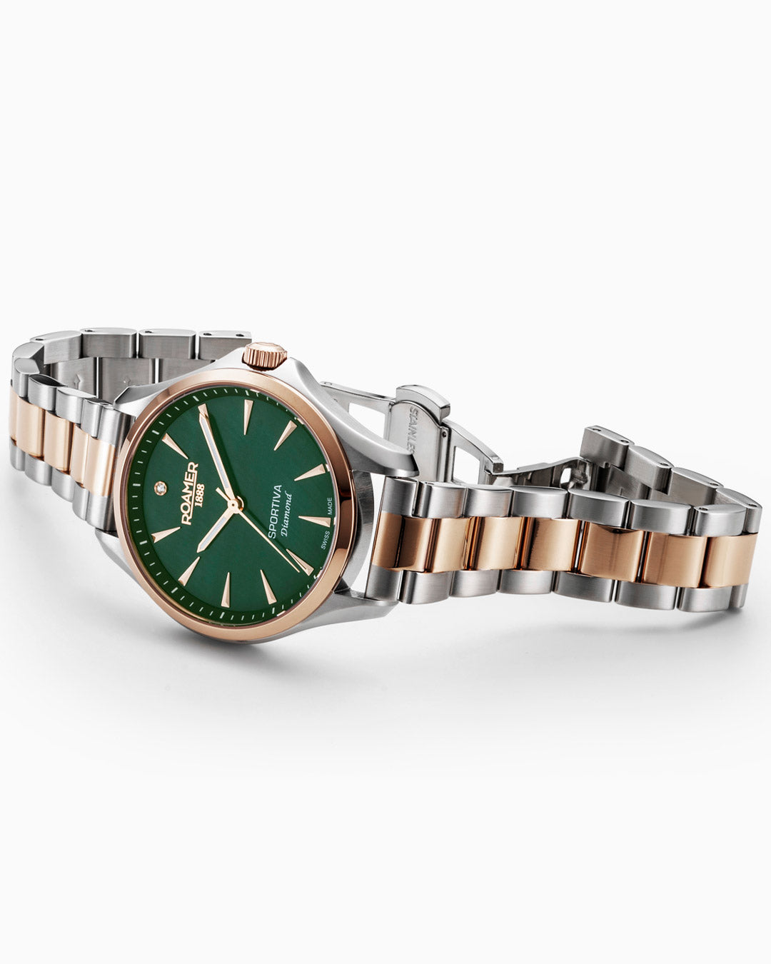 Sportiva 36mm Quartz Three-Hand Green Mop Dial  Two-Tone Bracelet Sapphire glass Stainless Steel swiss watch