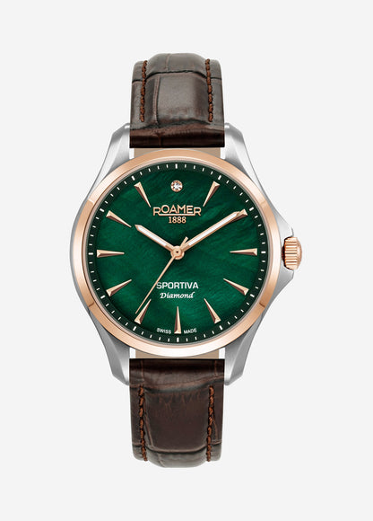 Sportiva 36mm Quartz Three-Hand Green Mop Dial  Two-Tone Bracelet Sapphire glass Stainless Steel swiss watch