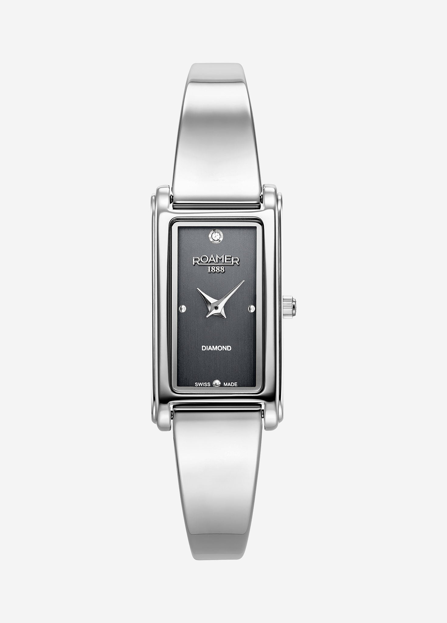 Elegance diamond 17x32mm Quartz Two-Hand Silver Bracelet Sapphire antireflection glass  Stainless Steel swiss watch