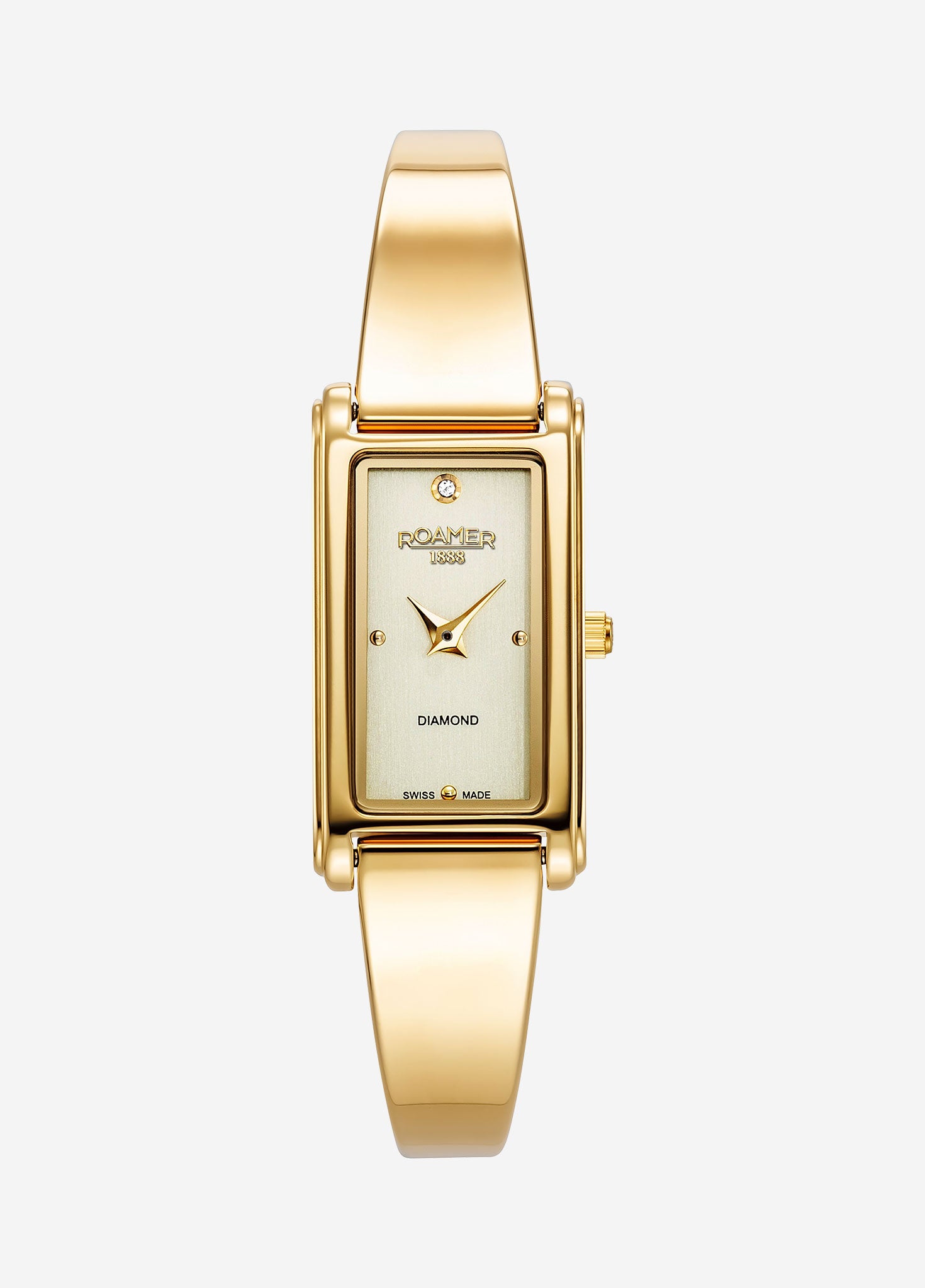 Elegance diamond 17x32mm Quartz Two-Hand Gold Bracelet Sapphire antireflection glass  Stainless Steel swiss watch