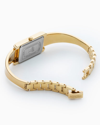 Elegance diamond 17x32mm Quartz Two-Hand Champagne dial Gold Tone Bracelet Sapphire glass  Stainless Steel swiss watch