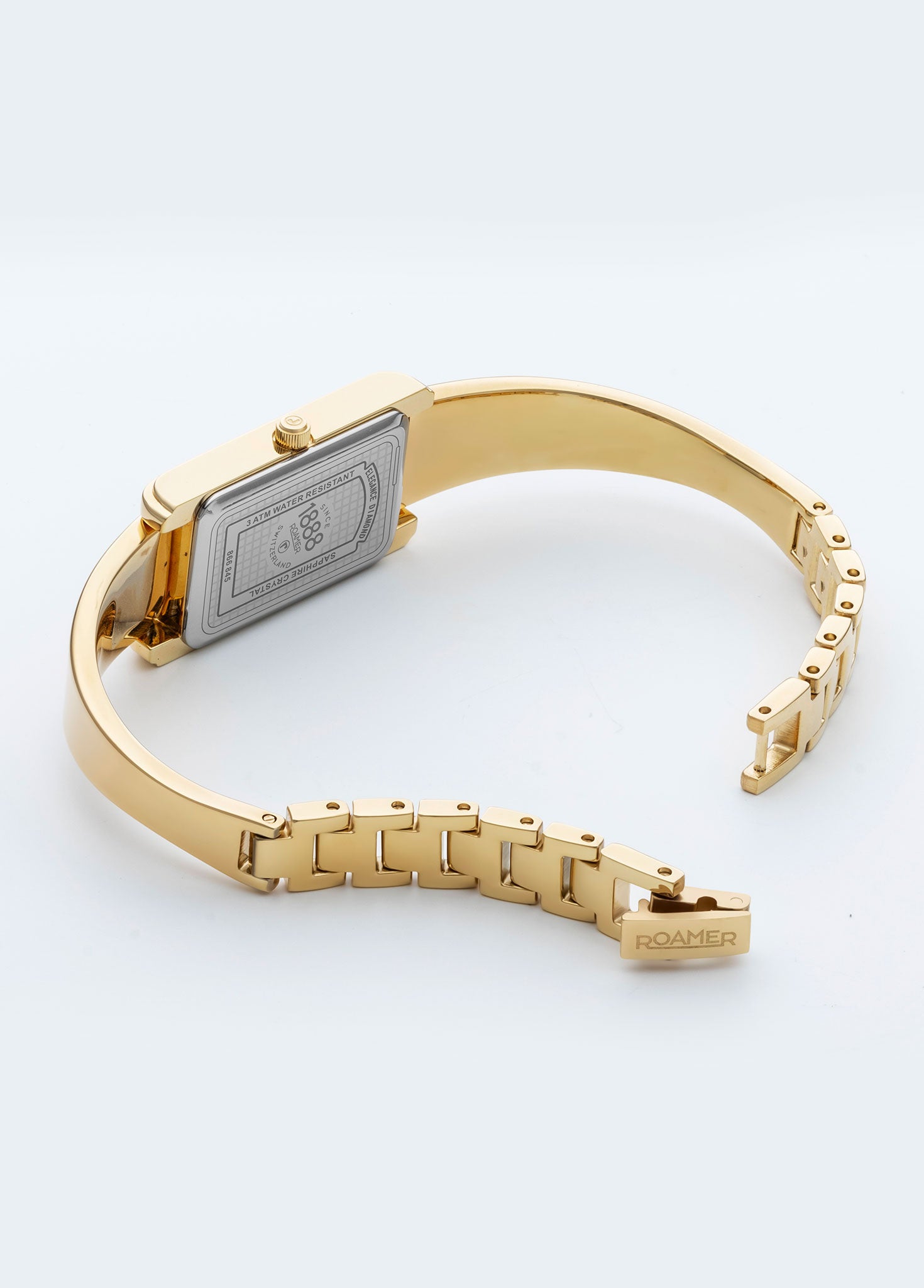 Elegance diamond 17x32mm Quartz Two-Hand Gold Bracelet Sapphire antireflection glass  Stainless Steel swiss watch
