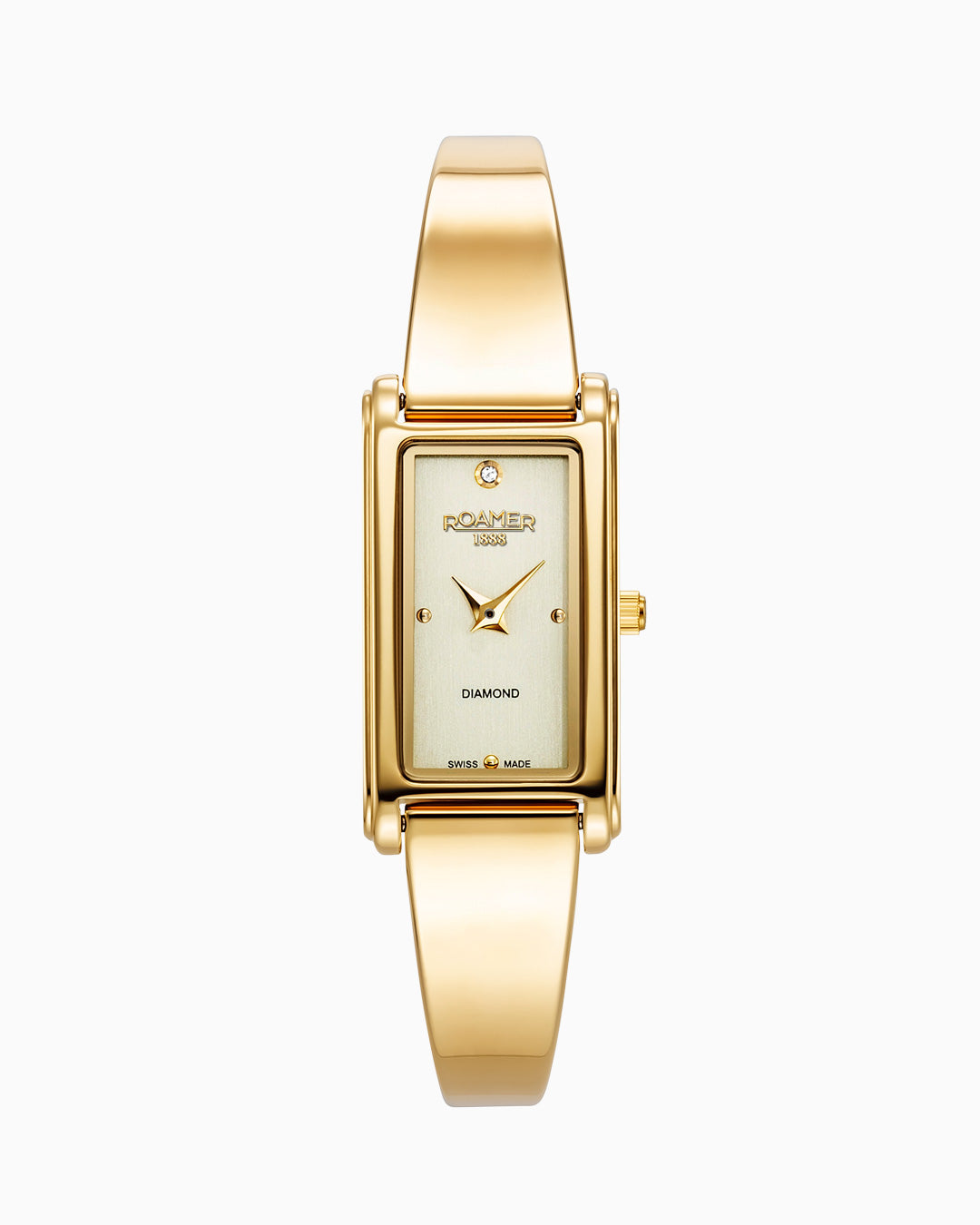 Elegance diamond 17x32mm Quartz Two-Hand Champagne dial Gold Tone Bracelet Sapphire glass  Stainless Steel swiss watch