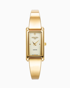 Elegance diamond 17x32mm Quartz Two-Hand Champagne dial Gold Tone Bracelet Sapphire glass  Stainless Steel swiss watch