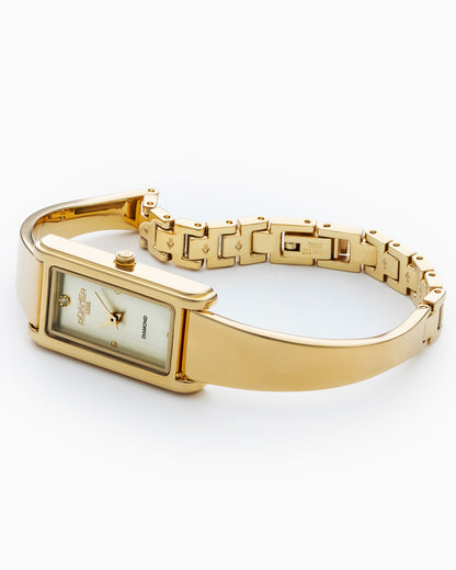Elegance diamond 17x32mm Quartz Two-Hand Champagne dial Gold Tone Bracelet Sapphire glass  Stainless Steel swiss watch