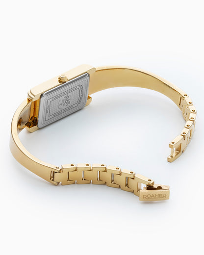 Elegance diamond 17x32mm Quartz Two-Hand Black Dial Gold Tone Bracelet Sapphire antireflection glass  Stainless Steel swiss watch
