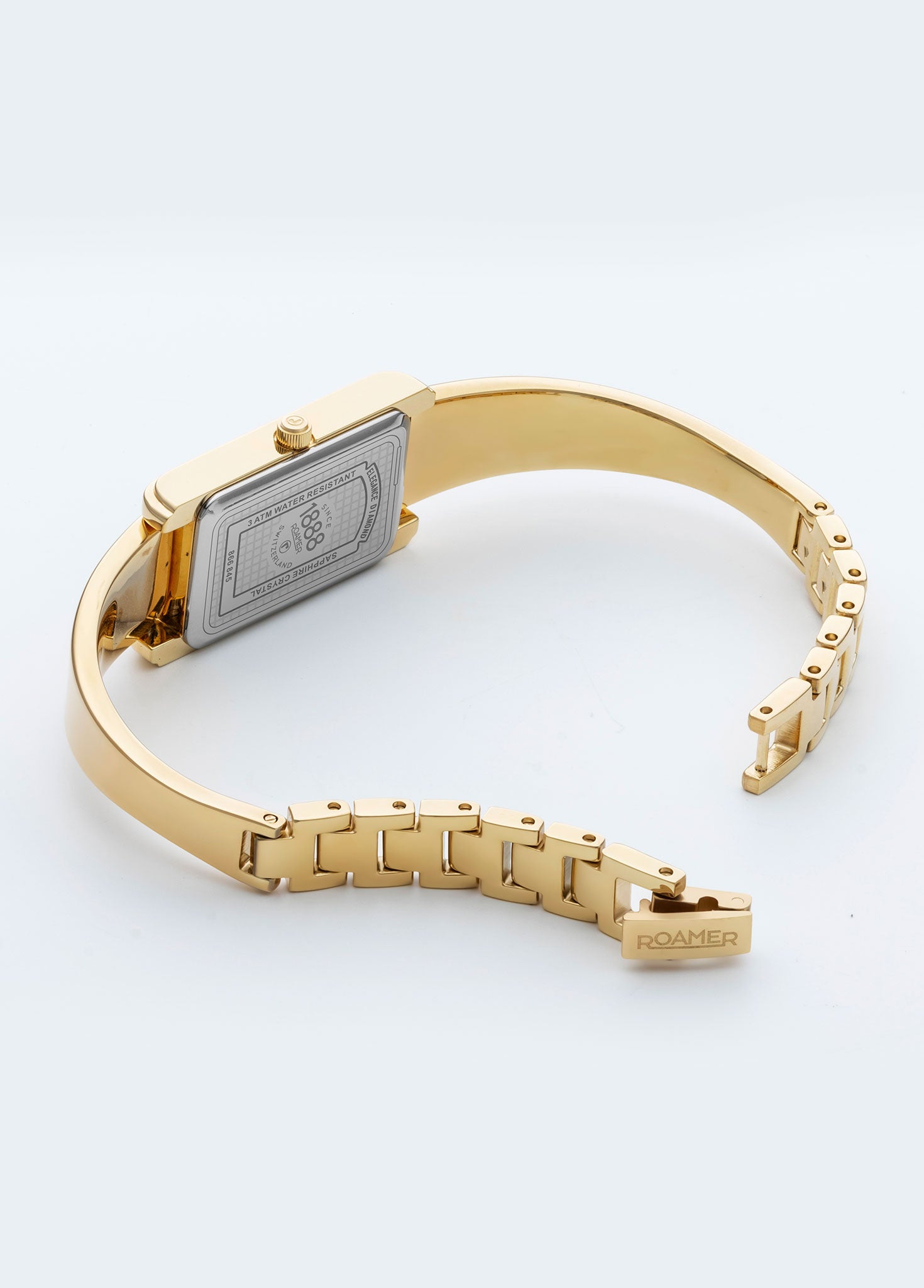 Elegance diamond 17x32mm Quartz Two-Hand Black Dial Gold Tone Bracelet Sapphire antireflection glass  Stainless Steel swiss watch