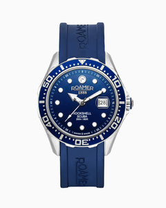 Rockshell Mark III Scuba 45mm Quartz Three-Hand Date Blue Dial Turning Bezel Blue Rubber Strap Sapphire glass Stainless Steel swiss watch