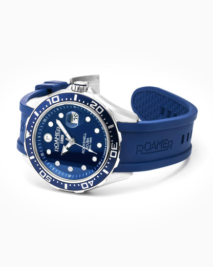 Rockshell Mark III Scuba 45mm Quartz Three-Hand Date Blue Dial Turning Bezel Blue Rubber Strap Sapphire glass Stainless Steel swiss watch