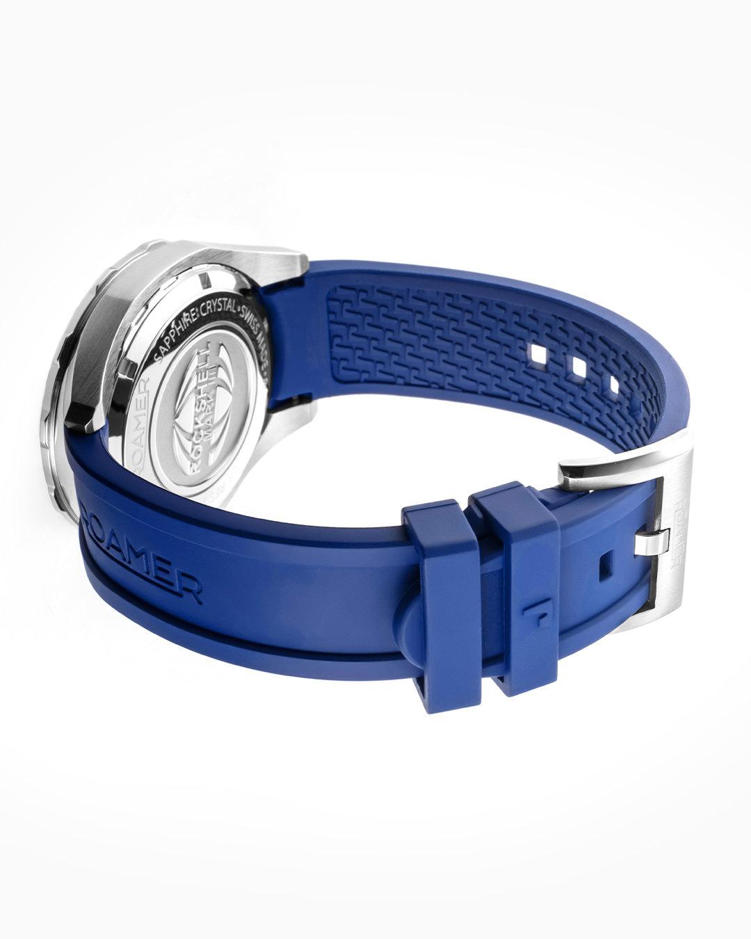 Rockshell Mark III Scuba 45mm Quartz Three-Hand Date Grey Dial Turning Bezel Blue Rubber Strap Sapphire glass Stainless Steel swiss watch