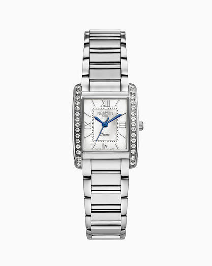 Diana Ladies 22.5 mm Quartz Three-Hand White Dial Silver Bracelet Sapphire glass Stainless Steel swiss watch
