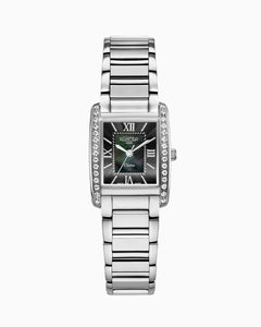 Diana Ladies 22.5 mm Quartz Three-Hand Black Dial Silver Bracelet Sapphire glass Stainless Steel swiss watch