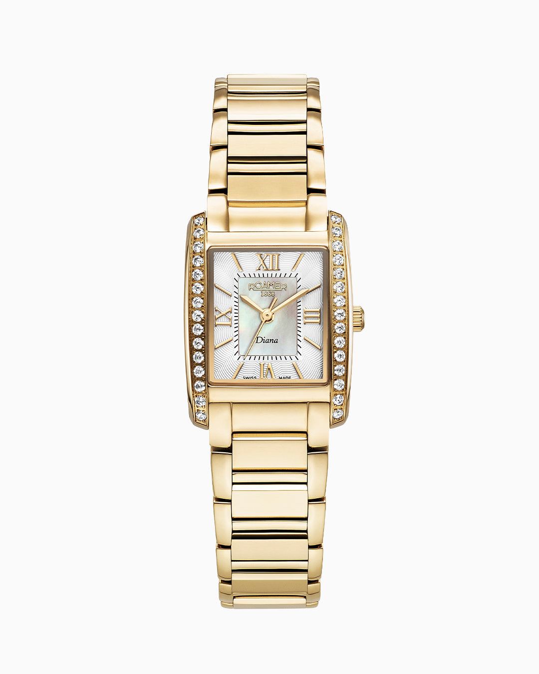 Diana Ladies 22.5 mm Quartz Three-Hand White Dial Gold Bracelet Sapphire glass Stainless Steel swiss watch