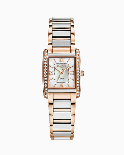 Diana Ladies 22.5 mm Quartz Three-Hand White Dial Two-tone Bracelet Sapphire glass Stainless Steel swiss watch