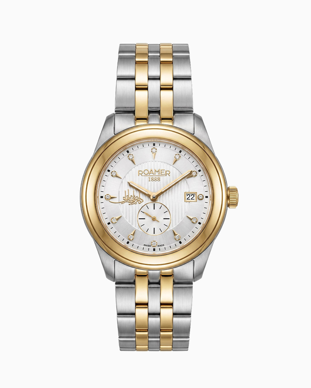 Vespera Diamond 41 mm Quartz Two-Hand Date White Sunray Dial Two-Tone Bracelet Sapphire Glass Stainless Steel Swiss Watch