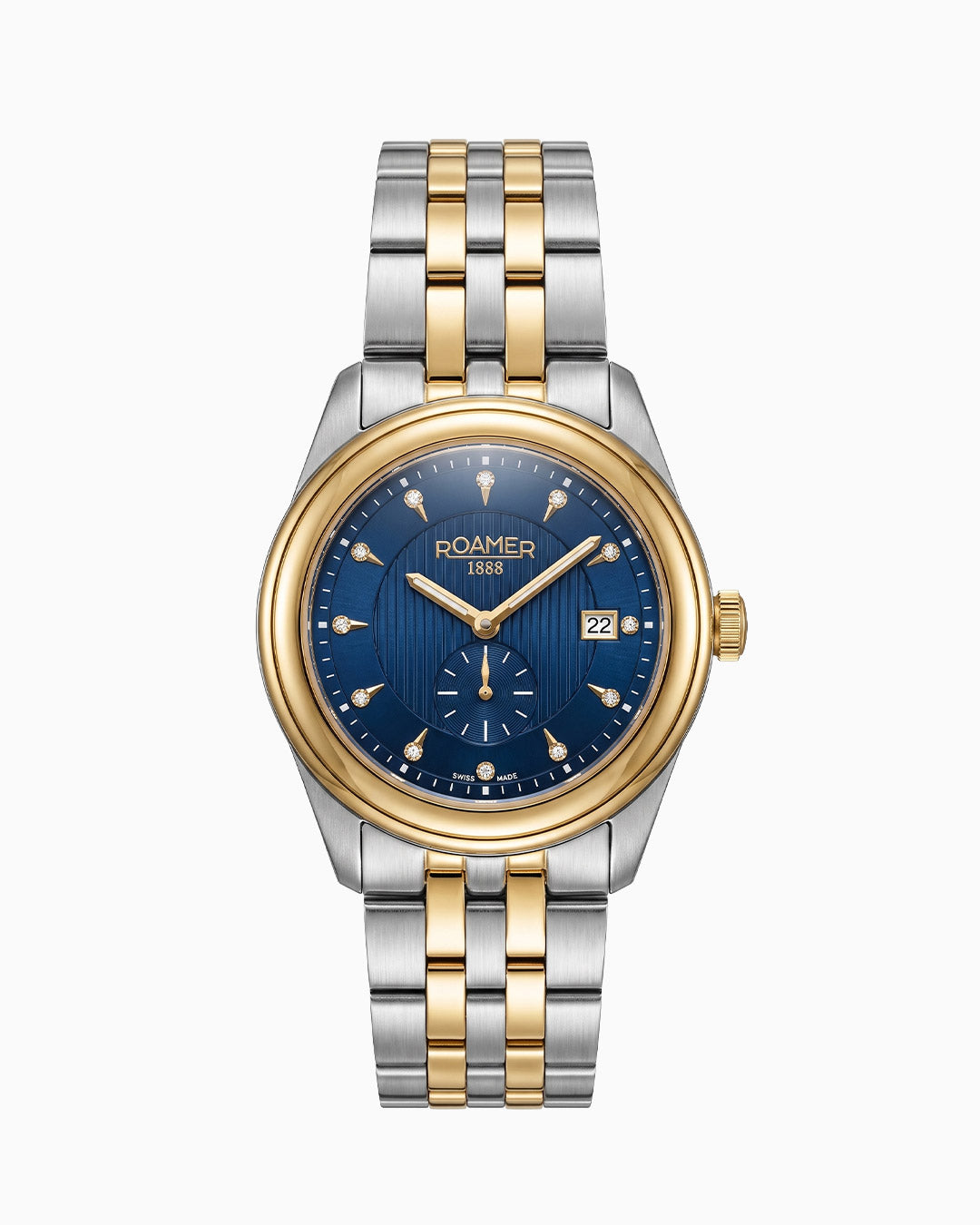 Vespera Diamond 41 mm Quartz Two-Hand Date Blue Sunray Dial Two-Tone Bracelet Sapphire Glass Stainless Steel Swiss Watch