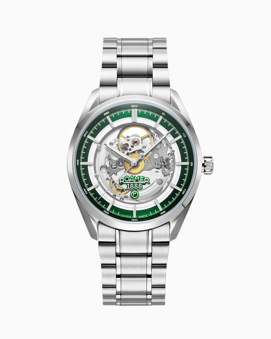 Pro Auto 42 mm Automatic Three-Hand Green Dial Silver Bracelet Sapphire antireflection glass Stainless Steel swiss watch