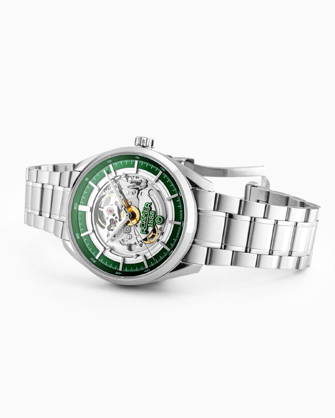 Pro Auto 42 mm Automatic Three-Hand Green Dial Silver Bracelet Sapphire antireflection glass Stainless Steel swiss watch