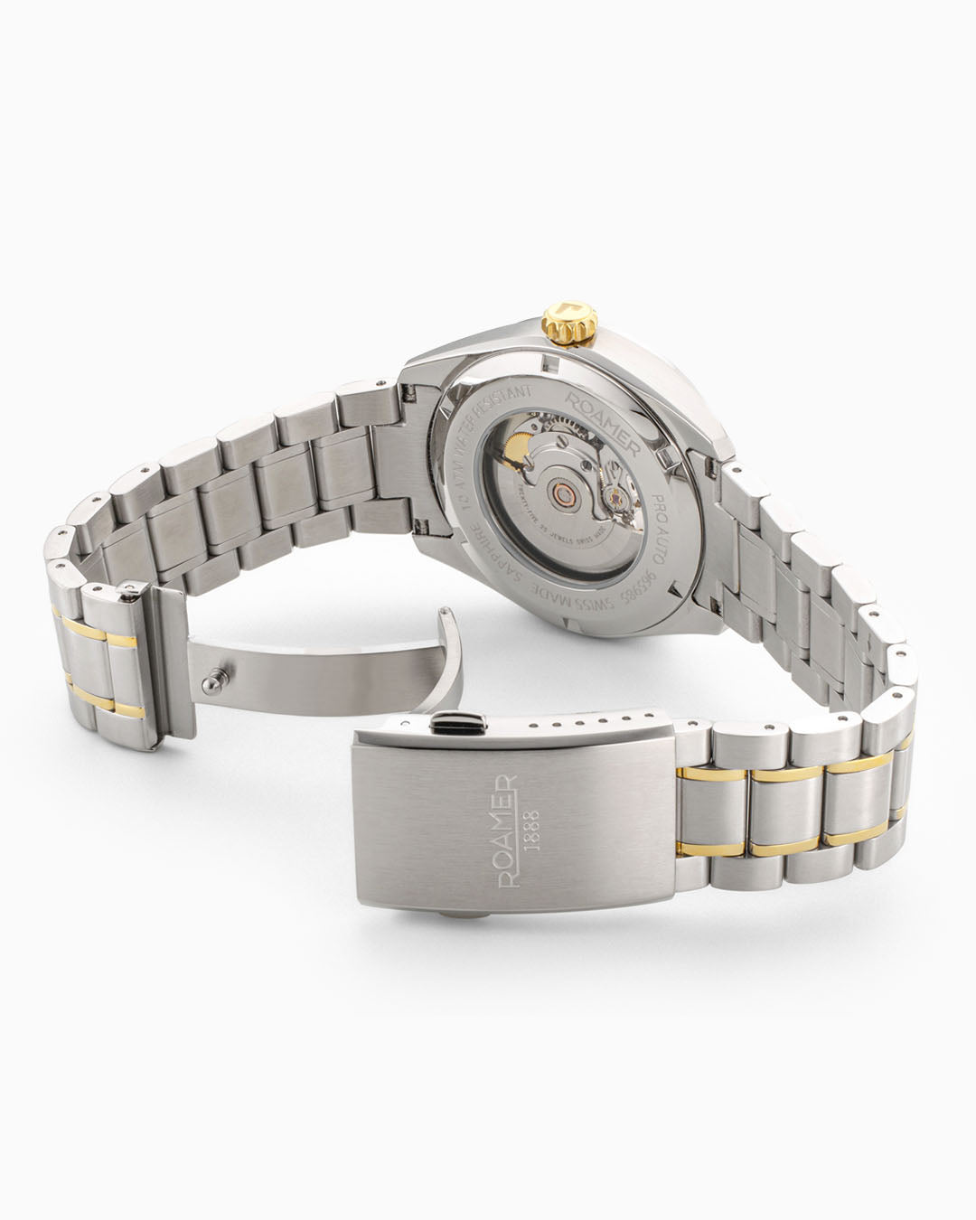Pro Auto 42 mm Automatic Three-Hand Two-Tone Black Dial Bracelet Sapphire antireflection glass  Stainless Steel swiss watch