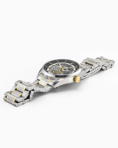 Pro Auto 42 mm Automatic Three-Hand Two-Tone Black Dial Bracelet Sapphire antireflection glass  Stainless Steel swiss watch