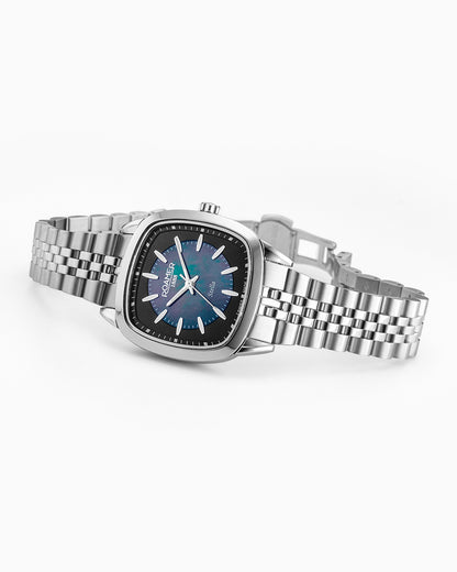 Stella 32.5mm Quartz Three-Hand Black MOP Silver Bracelet Sapphire antireflection glass  Stainless Steel swiss watch